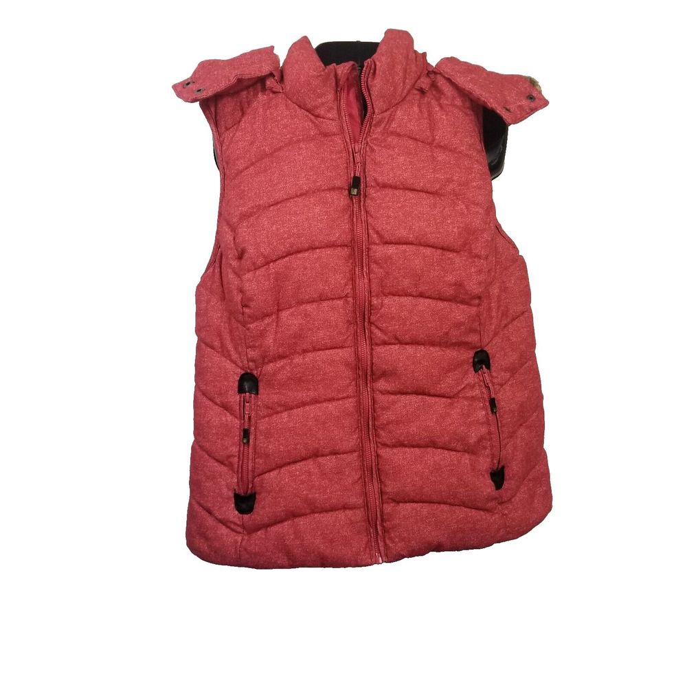Women's Green Tea Vest  Size L Pink Salmon Color Lined With Removeable Hood